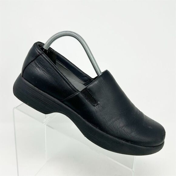 Dansko Women's Black Leather Slip-On Heeled Loafers Size 40 (US 9.5-10) Casual - Picture 1 of 13